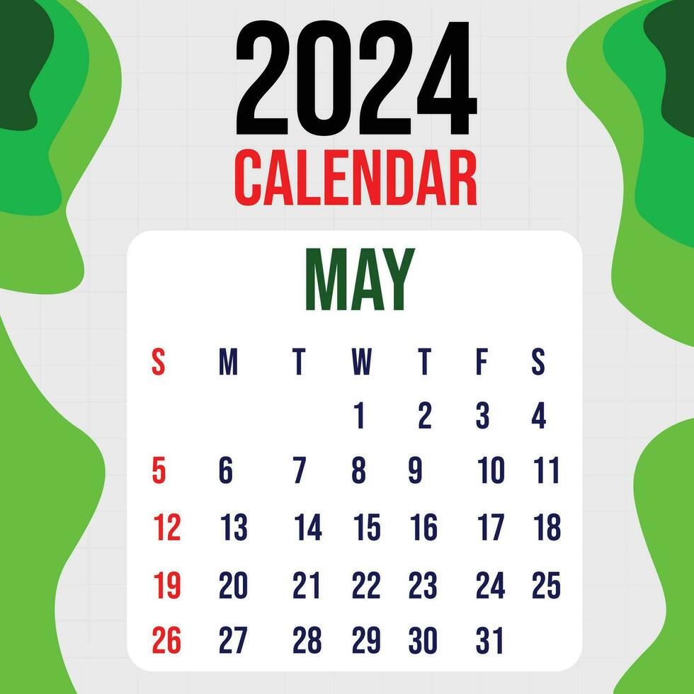 calendrier 2024 coloré modèle conception vecteur