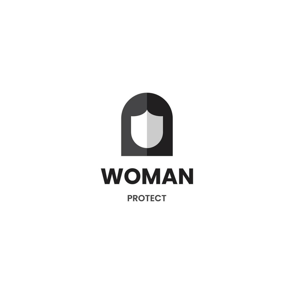 femme confidentialité, femme bouclier, femme protéger logo conception sur isolé Contexte vecteur