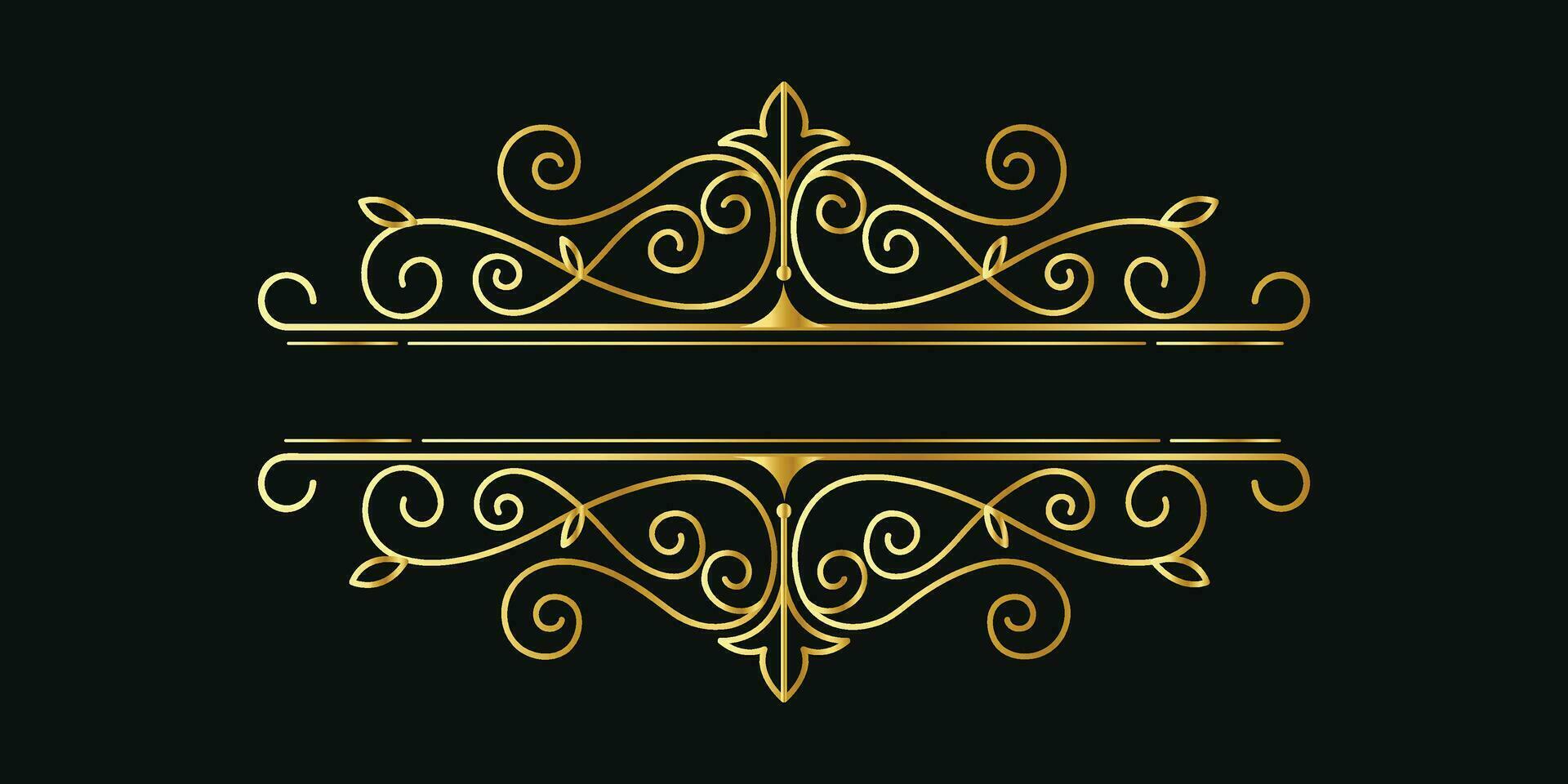cadre de titre doré décoratif isolé sur fond de couleur vert foncé ornement classique vecteur
