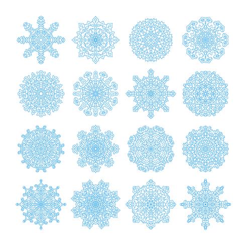 Symboles de vecteur de flocon de neige, jeu d'icônes de Noël neige