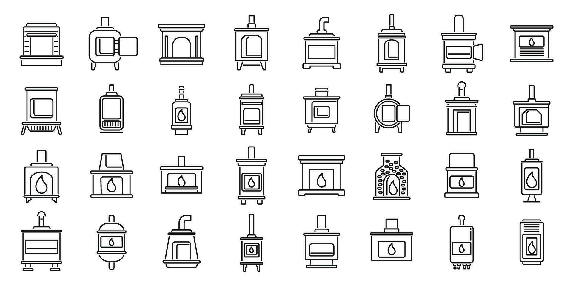 fourneau Icônes ensemble contour vecteur. air gaz vecteur