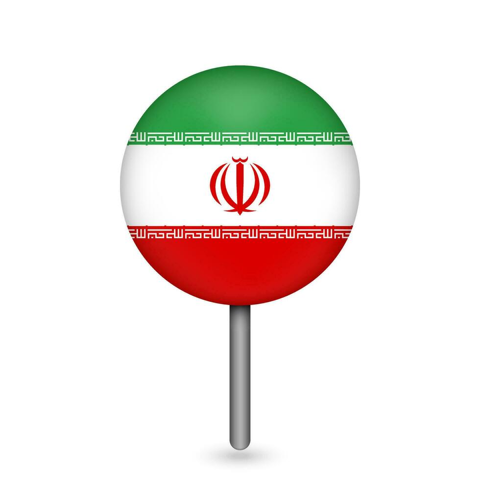 pointeur de carte avec contry iran. drapeau iranien. illustration vectorielle. vecteur