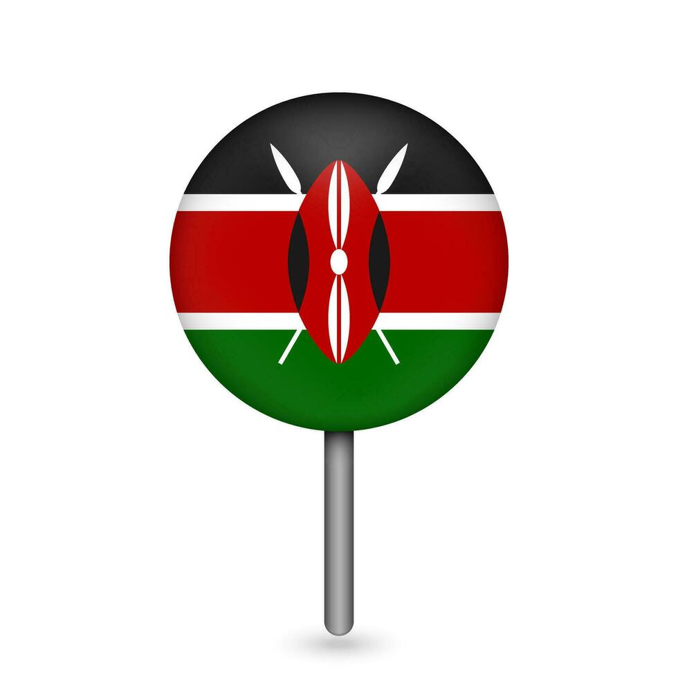 pointeur de carte avec contry kenya. drapeau kényan. illustration vectorielle. vecteur