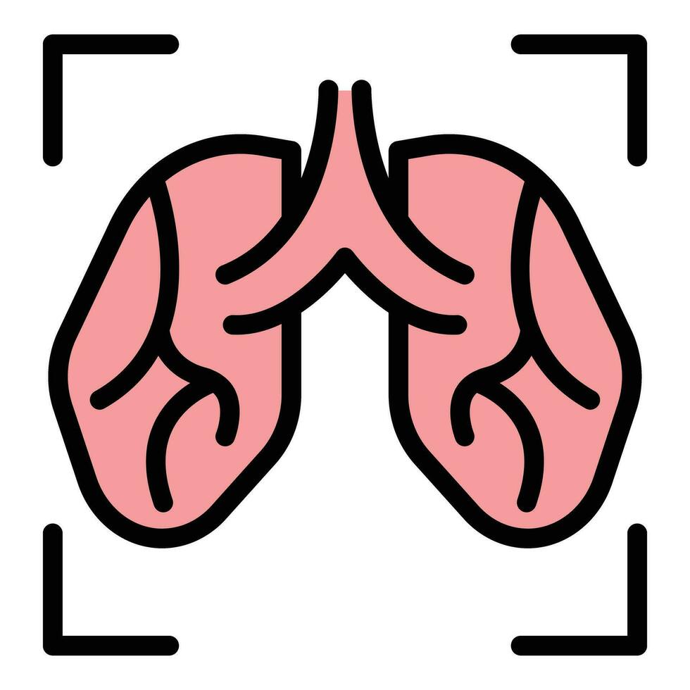 poumons dépistage icône vecteur plat
