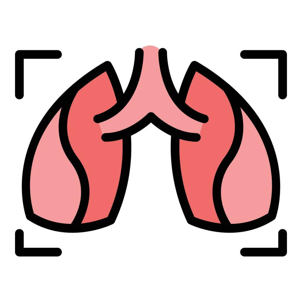 poumons fluorographie icône vecteur plat