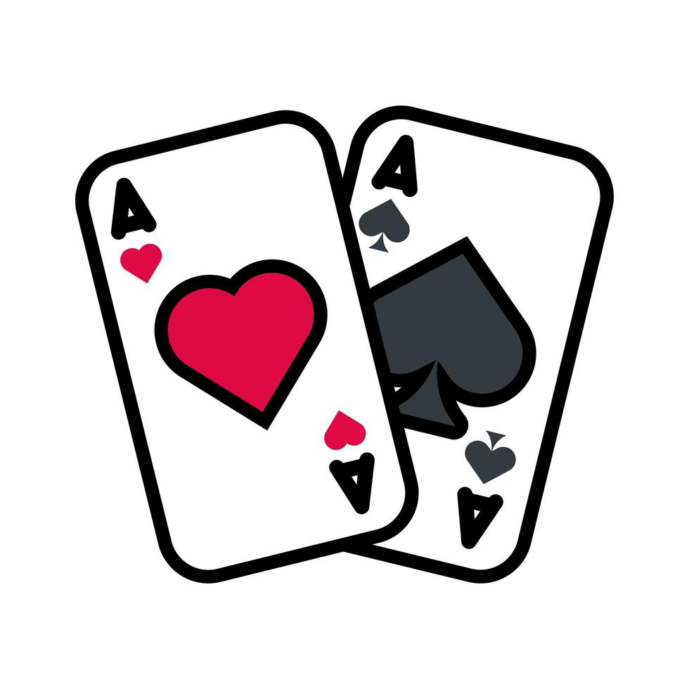 cartes de poker de casino avec coeurs vecteur