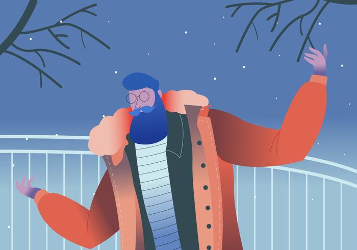 Modèle de portrait d'homme barbu avec illustration vectorielle de tenue d'hiver vecteur