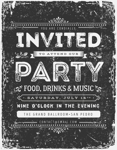 Vintage Invitation Sign Sur Chalkboard vecteur