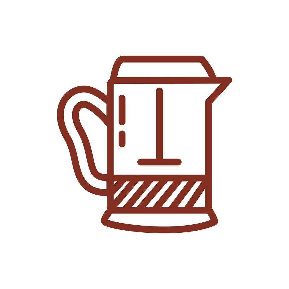 icône de style de ligne de boisson bouilloire café vecteur