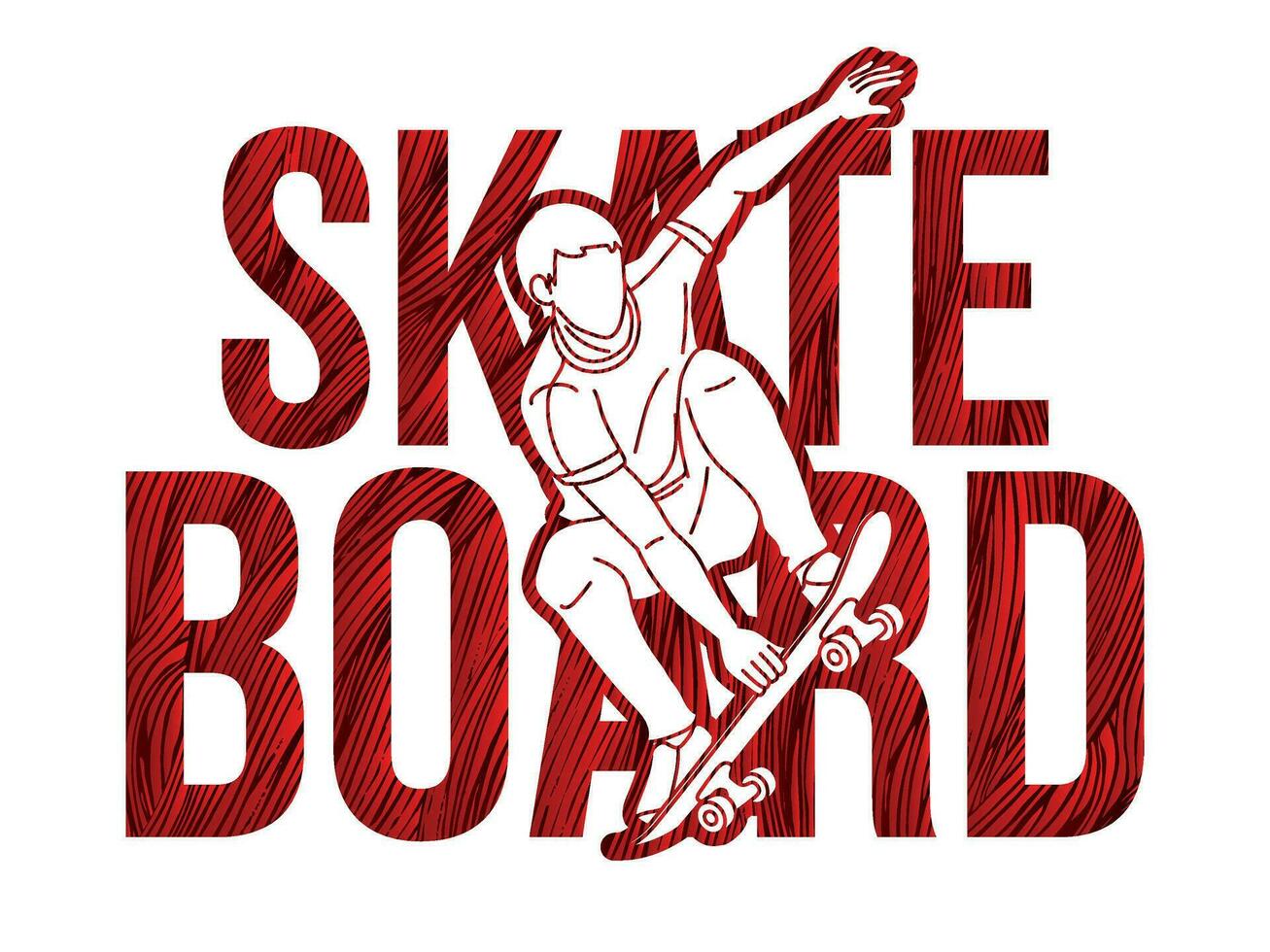 planche à roulette texte conçu avec skateur sauter action dessin animé extrême sport vecteur