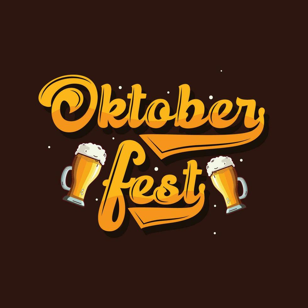 oktoberfest rétro style main tiré caractères avec Bière agresser vecteur illustration. oktoberfest célébrer le allemand traditionnel Festival dans octobre. typographie logo pour oktoberfest 2023.