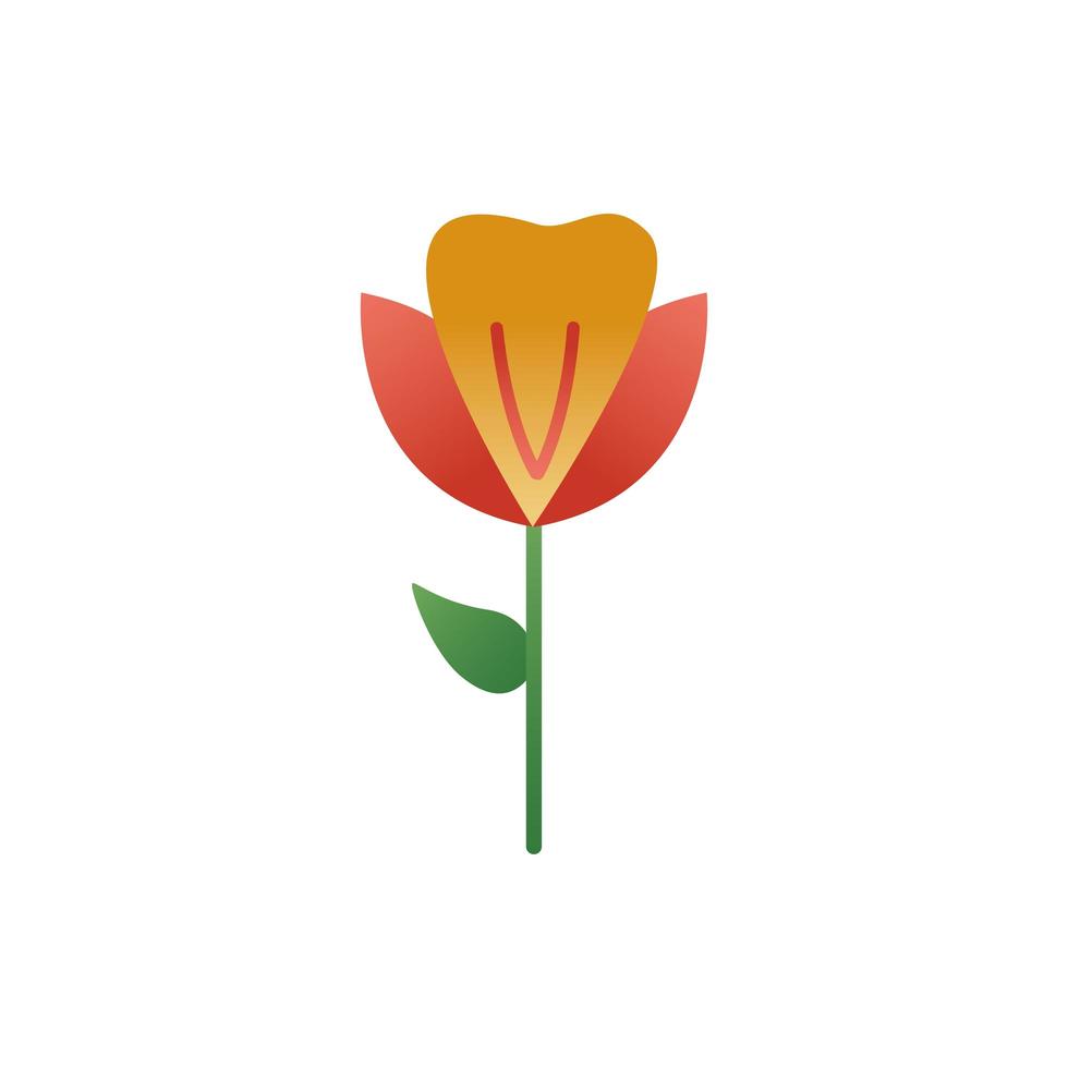 jolie fleur avec icône de style dégradant ressort à lames vecteur