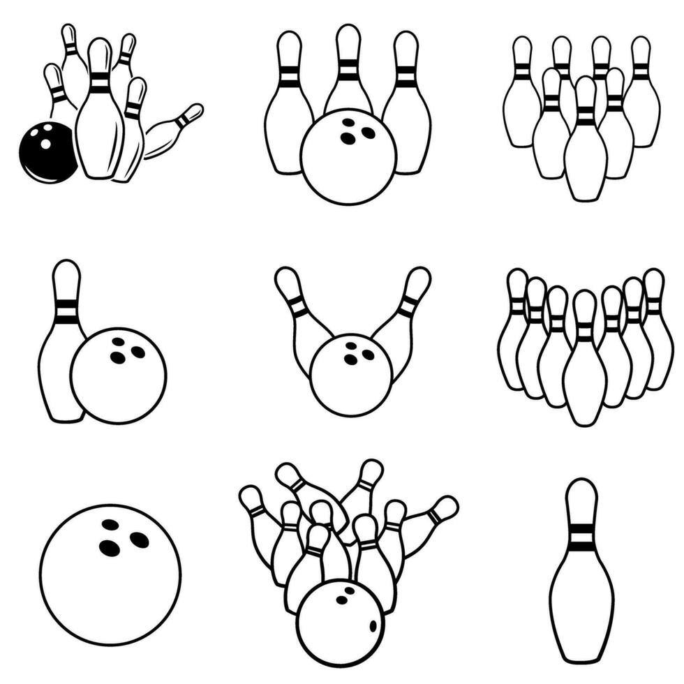 bowling icône vecteur ensemble. jeu de quilles illustration signe collection. la grève symbole ou logo.