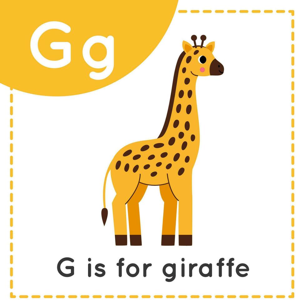 apprentissage Anglais alphabet pour enfants. lettre g. mignonne dessin animé girafe. vecteur