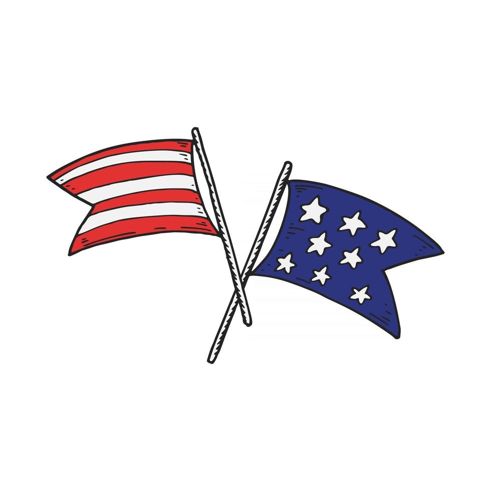 les états-unis ont croisé des drapeaux. 4 juillet. illustration vectorielle dessinés à la main vecteur