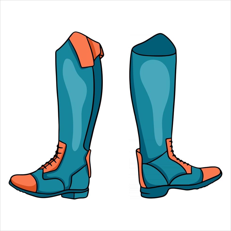 vêtements de cavalier de tenue pour l'illustration de bottes de jockey dans le style de dessin animé vecteur
