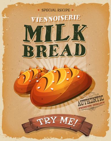 Affiche de pain au lait vintage grunge vecteur