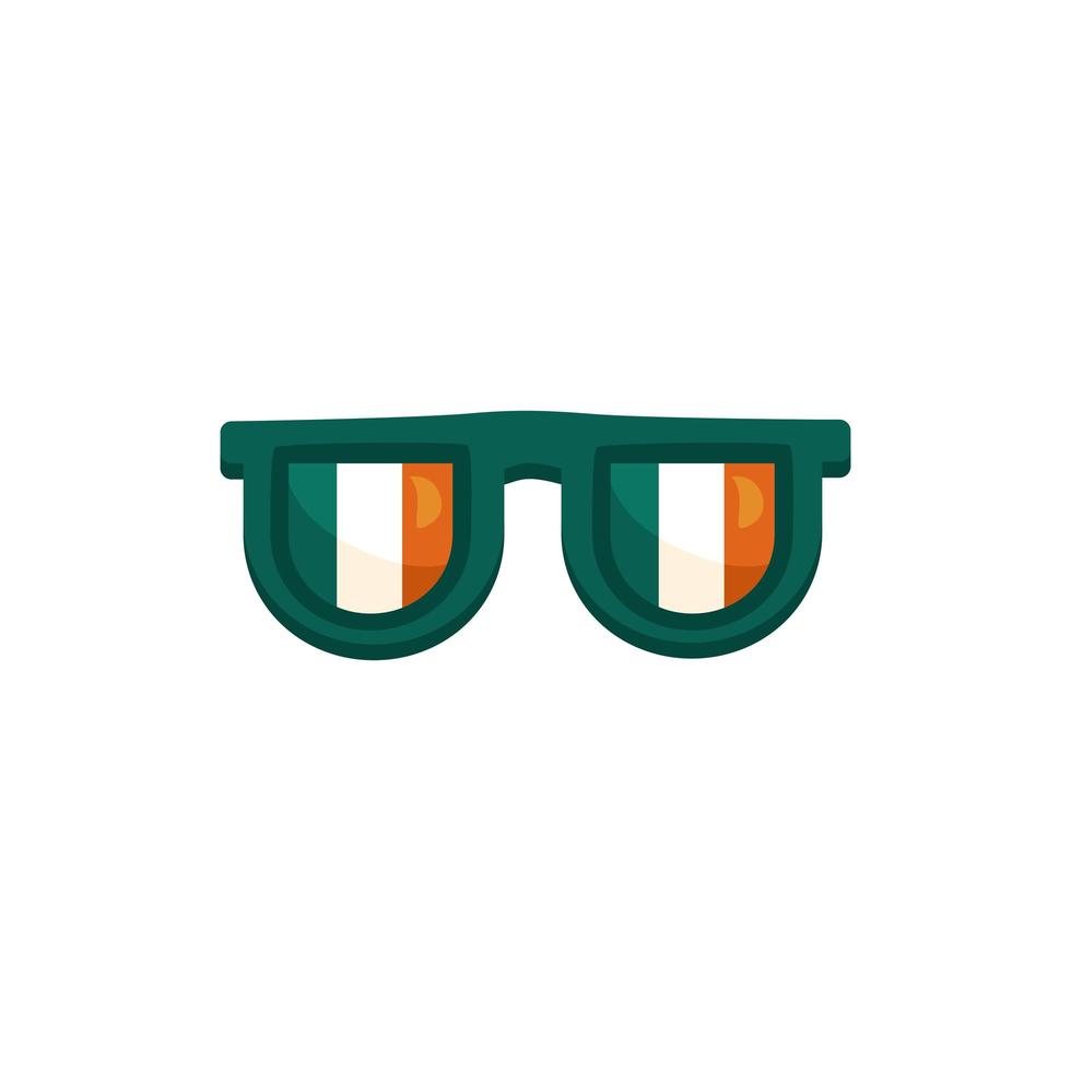 lunettes avec l'icône de style détaillé du drapeau de l'irlande vecteur