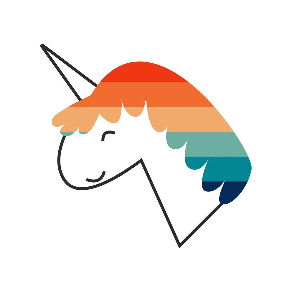 Licorne avec arc en ciel crinière. content fierté symbole dans lgbt drapeau couleurs. gay queer élément dans rétro ancien style. vecteur plat illustration.