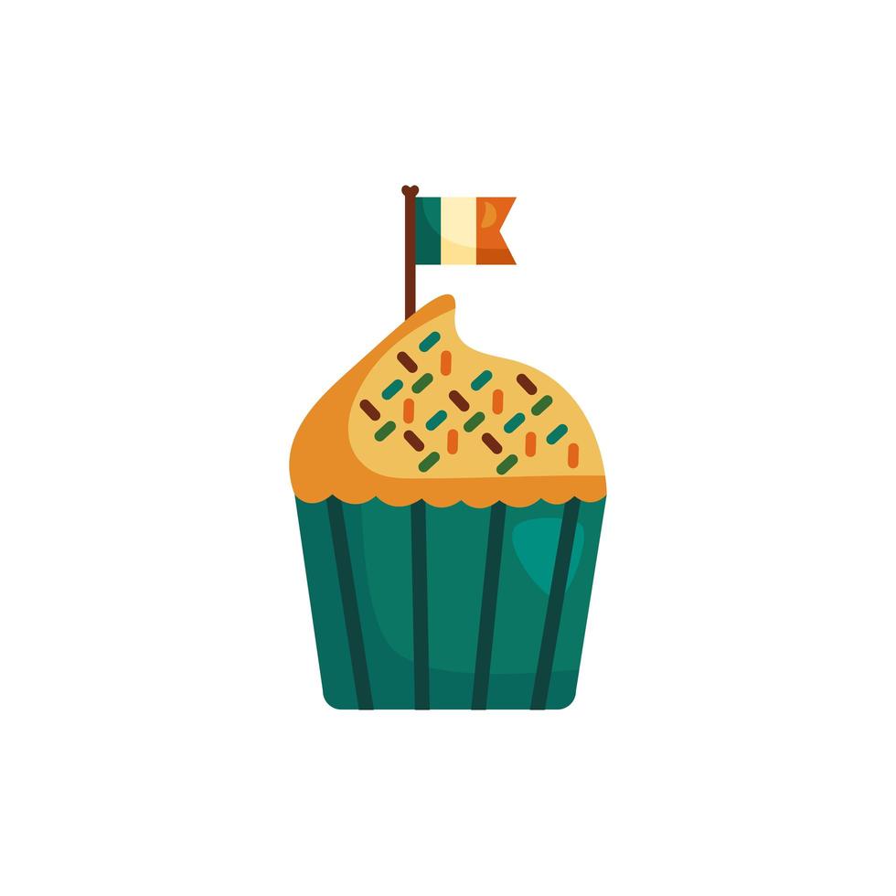 drapeau de l'irlande avec icône de style détaillé cupcake vecteur