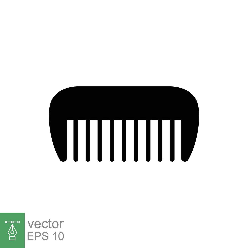 peigne icône. Facile solide style. cheveux styliste outil, coiffeur peigne, mode, beauté, coiffure brosse contact. noir silhouette, glyphe symbole. vecteur illustration isolé sur blanc Contexte. eps dix.