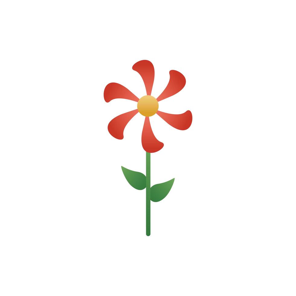 jolie fleur avec icône de style dégradant ressort à lames vecteur