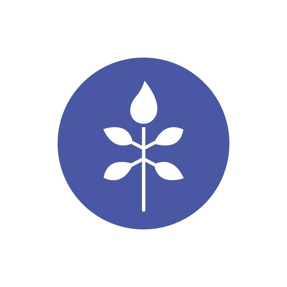 icône de style de bloc d'écologie végétale feuilles vecteur