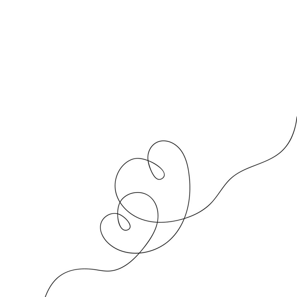 continu ligne dessin de l'amour signe avec deux cœurs embrasse minimalisme conception sur blanc Contexte. main esquisser art, relation icône, romance concept. vecteur eps dix.