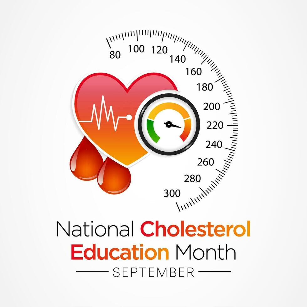 nationale cholestérol éducation mois est observé chaque année pendant septembre, à élever conscience à propos cardiovasculaire maladie, cholestérol, et accident vasculaire cérébral. vecteur illustration