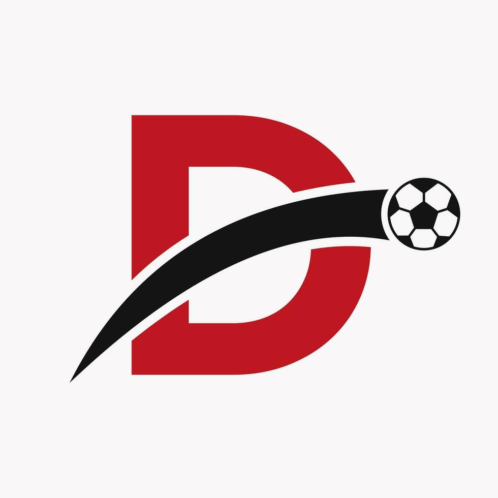 Football logo sur lettre ré avec en mouvement Football icône. football logo modèle vecteur