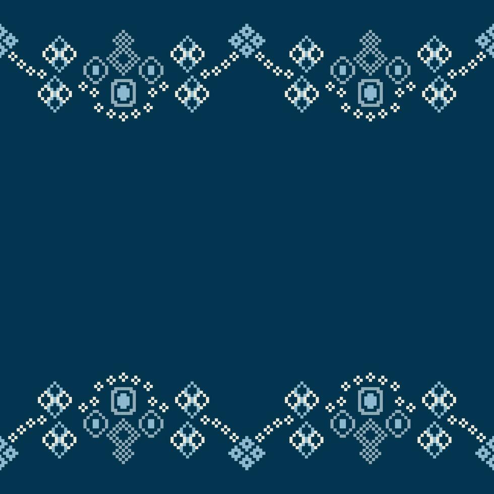 ethnique géométrique en tissu modèle traverser point.ikat broderie ethnique Oriental pixel modèle marine bleu Contexte. abstrait, vecteur, illustration. texture, vêtements, cadre, décoration, motifs, soie fond d'écran. vecteur