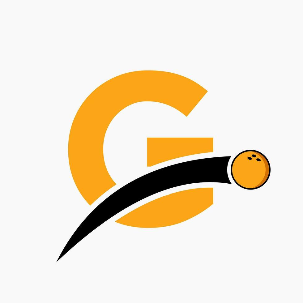 lettre g bowling logo. bowling Balle symbole avec en mouvement Balle icône vecteur