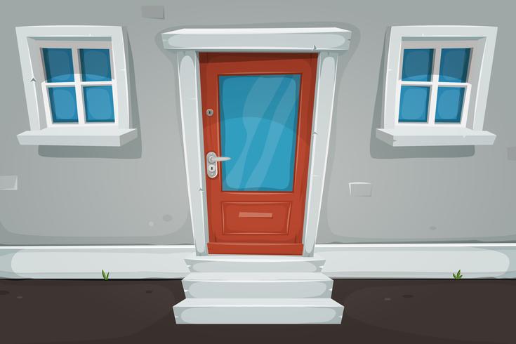 Cartoon House Door et Windows dans la rue vecteur