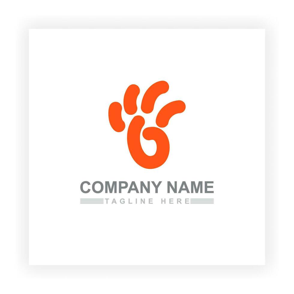 Orange empreintes et g lettre logo conception sur blanc Contexte adapté pour votre affaires logo Besoins vecteur