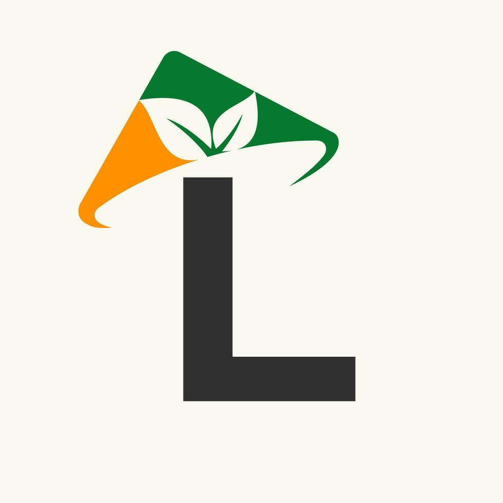 agriculture logo sur lettre l concept avec agriculteur chapeau icône. agriculture logotype modèle vecteur