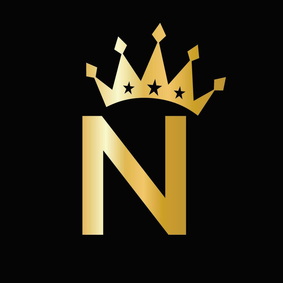 lettre n luxe logo avec couronne symbole. couronne logotype modèle vecteur