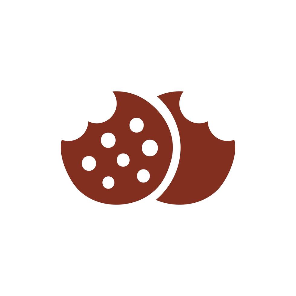 icône de style silhouette pâtisserie biscuit sucré vecteur