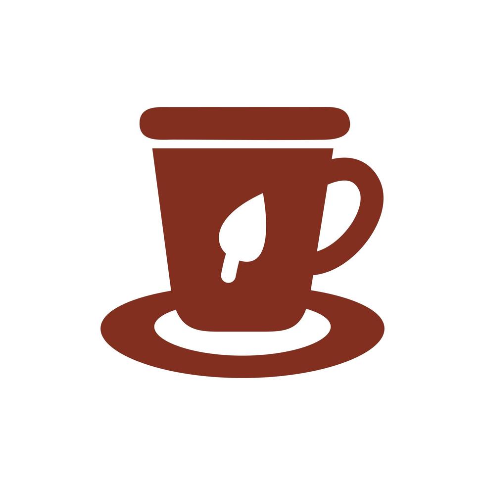 tasse à thé boisson icône de style silhouette vecteur