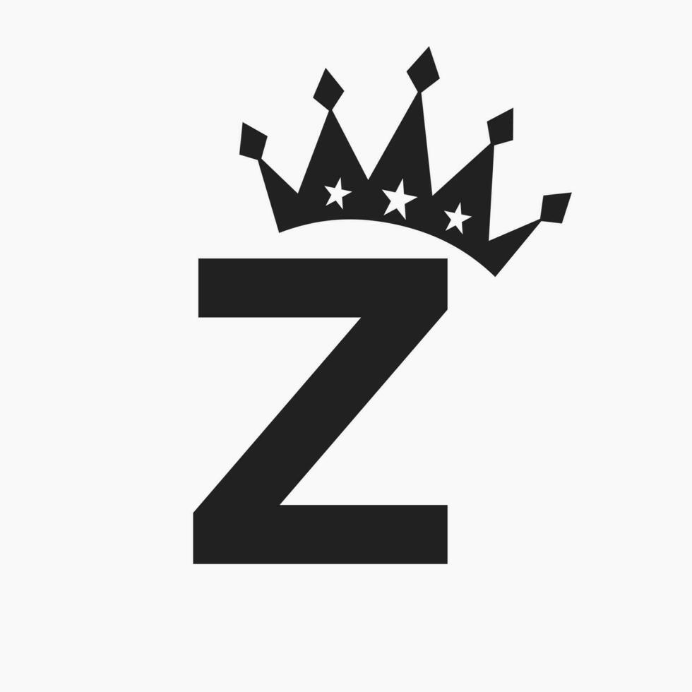 couronne logo sur lettre z luxe symbole. couronne logotype modèle vecteur