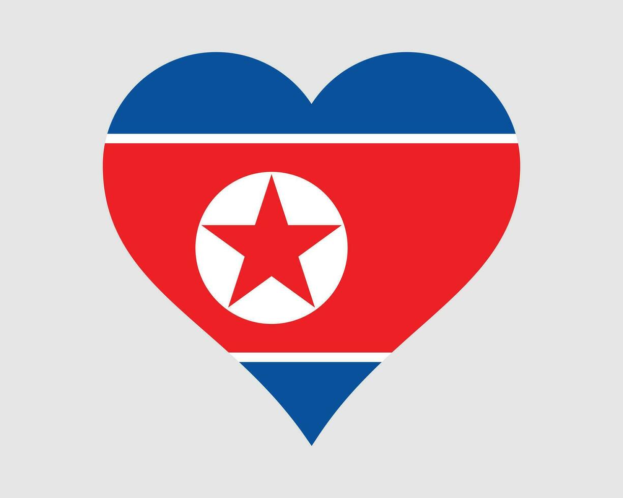 Nord Corée cœur drapeau. Nord coréen l'amour forme pays nation nationale drapeau. démocratique les gens république de Corée dprk bannière icône signe symbole. eps vecteur illustration.