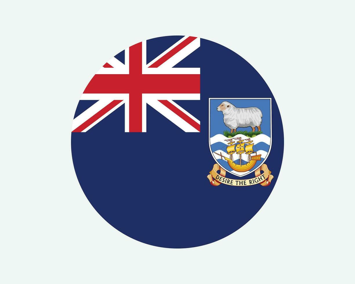 Falkland îles rond drapeau. Falkland îles cercle drapeau. Britanique étranger territoire circulaire forme bouton bannière. eps vecteur illustration.