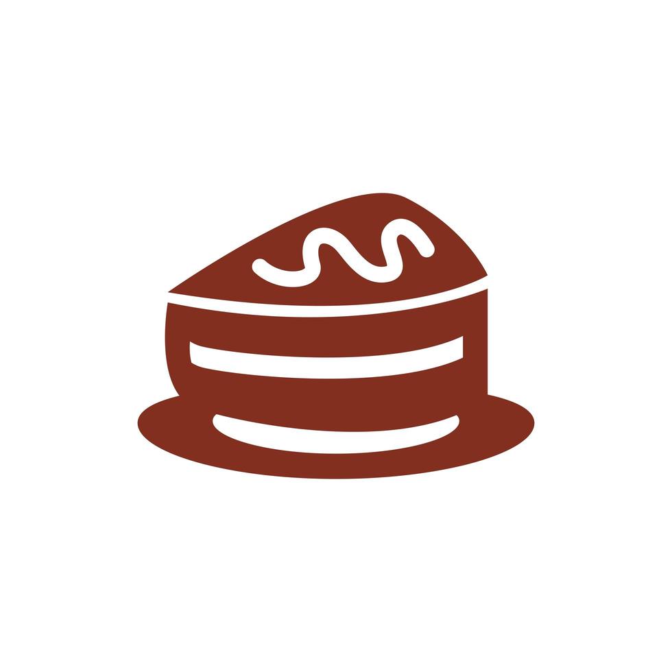 icône de style de silhouette de pâtisserie de portion de gâteau vecteur