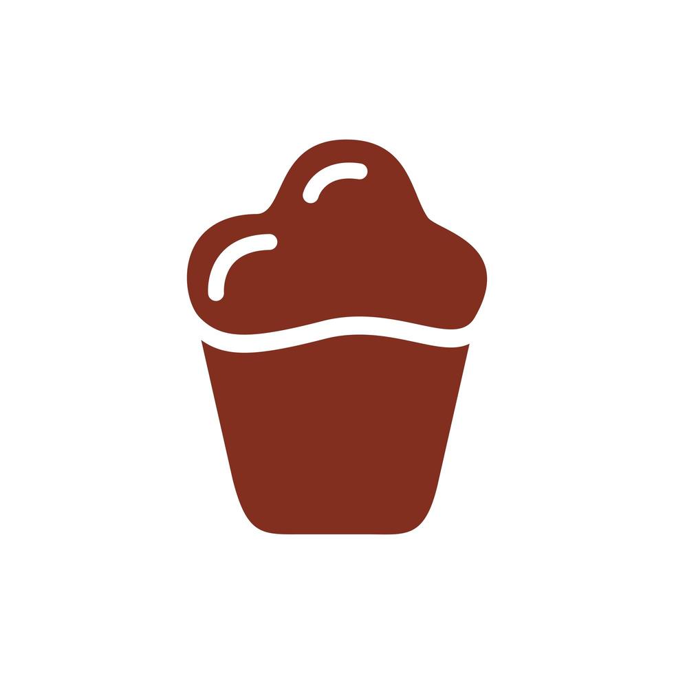 icône de style silhouette délicieux cupcake sucré vecteur