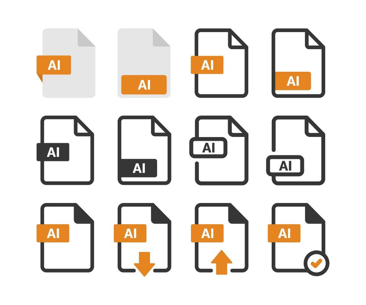 ai fichier icône isolé sur blanc Contexte vecteur