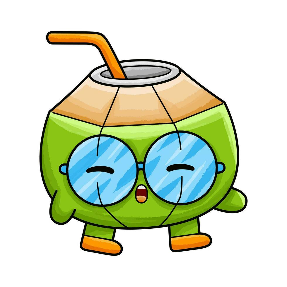 noix de coco kawaii personnage vecteur illustration