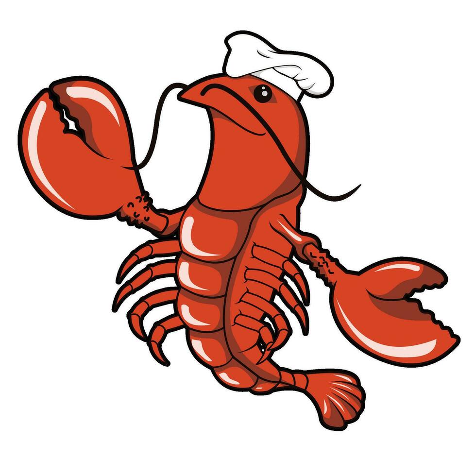 Homard chef mascotte vecteur