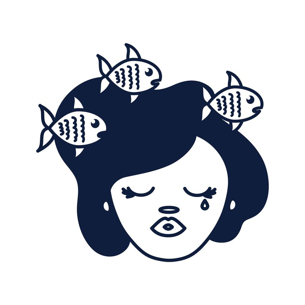 belle femme avec signe du zodiaque poissons vecteur