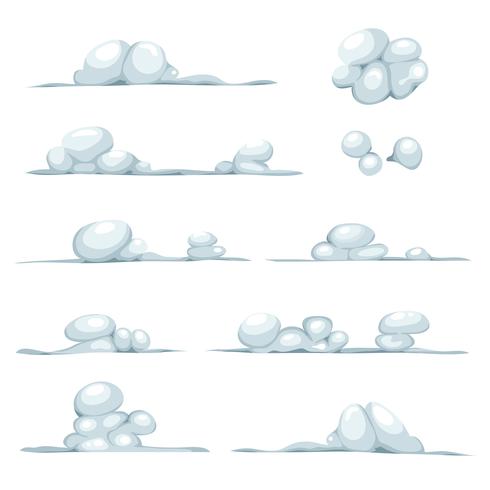 Dessin animé nuages, fumée, pierre, neige et rochers vecteur