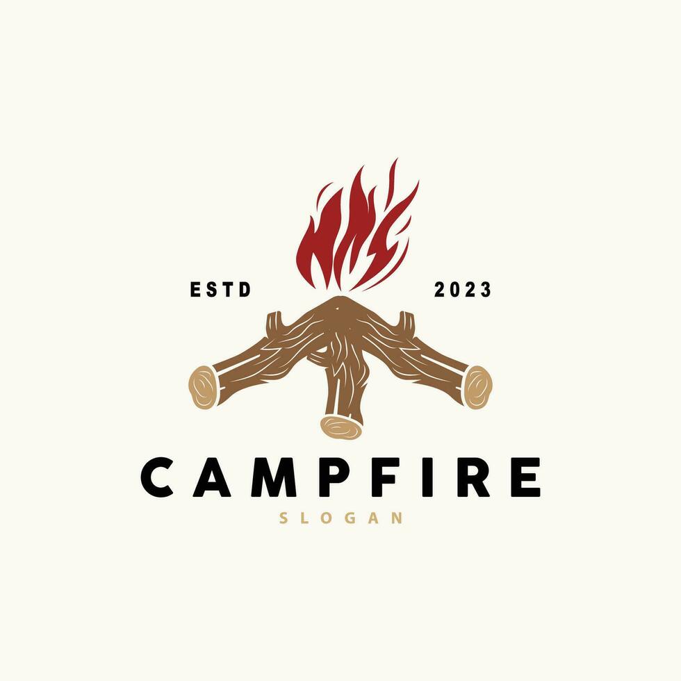 feu de camp logo conception, feu vecteur, aventure camp Extérieur bois flamme ancien rétro illustration vecteur