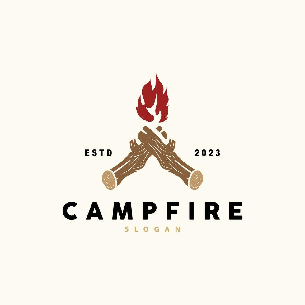 feu de camp logo conception, feu vecteur, aventure camp Extérieur bois flamme ancien rétro illustration vecteur